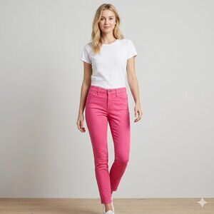 Ann Taylor Pink Cropped Skinny Jeans Hot Pink Fuschia Bright Pants Size 2